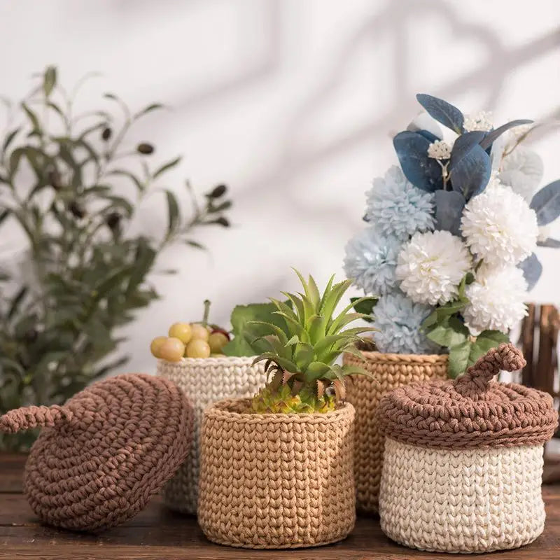 panier de rangement en corde de coton pour plantes et décorations