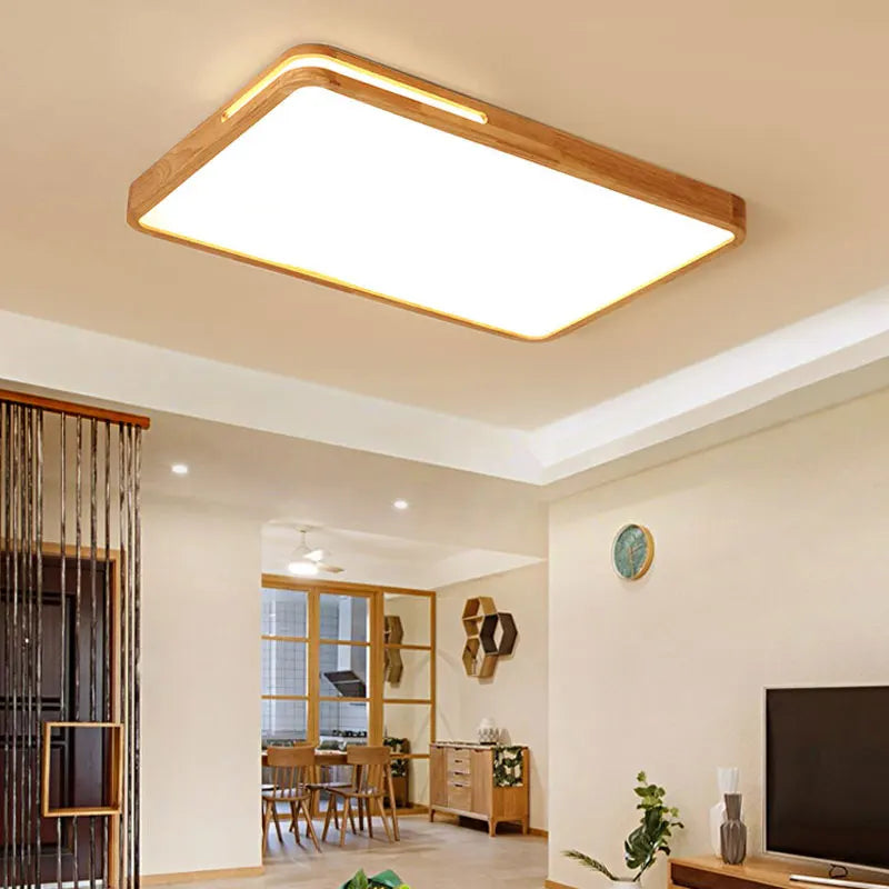 plafonnier led en bois design moderne pour intérieur élégant