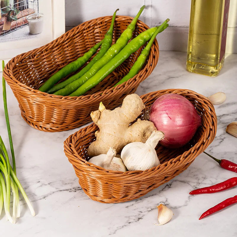 panier à pain en rotin fait main pour rangement alimentaire