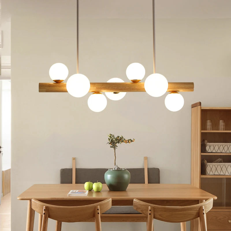 lustre en bois éclairage suspendu style moderne minimaliste