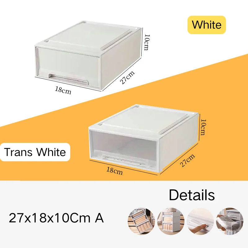 tiroirs empilables en plastique transparent pour rangement pratique