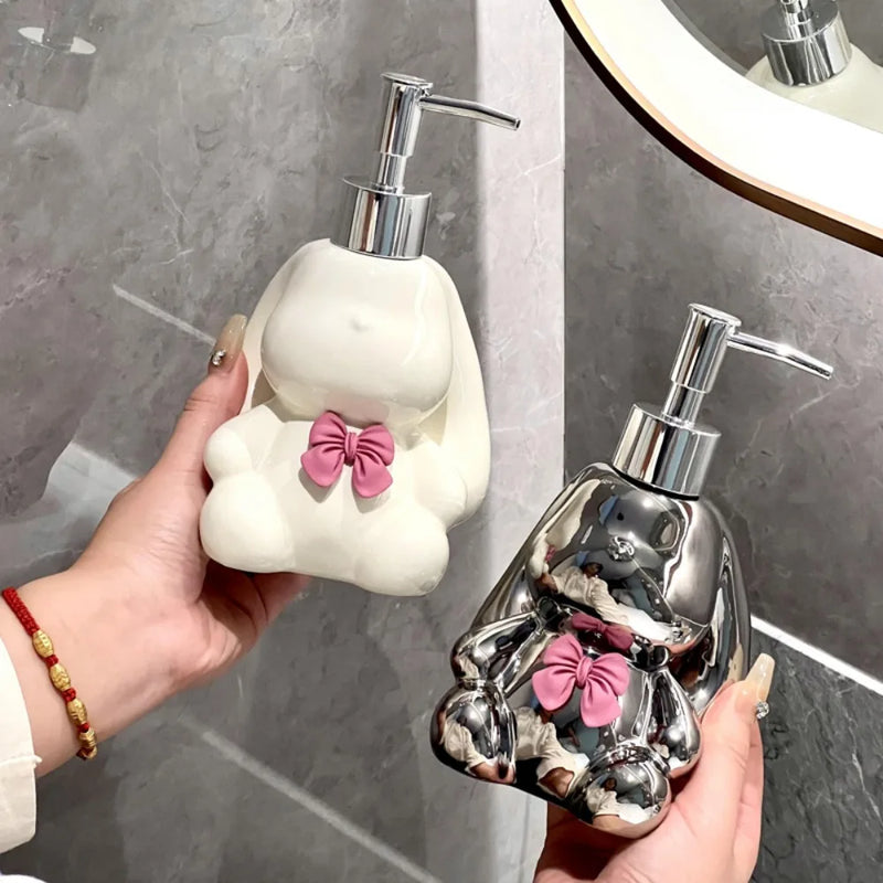 bouteilles en céramique distributeurs de savon lapin mignon accessoires salle de bain