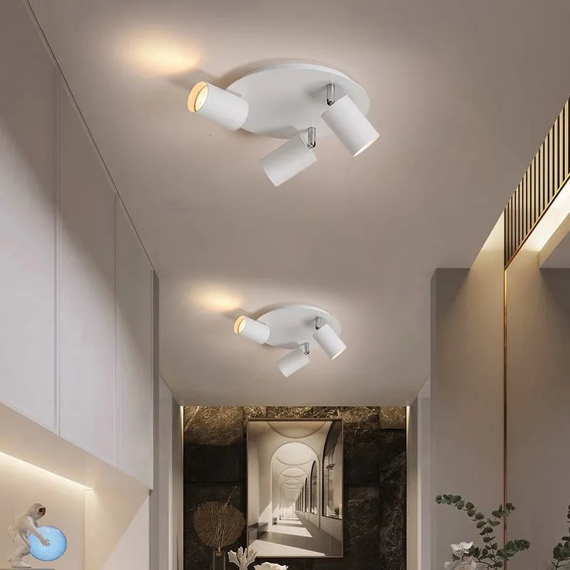 Plafonnier LED au design nordique rotatif à 3/5 têtes dorées