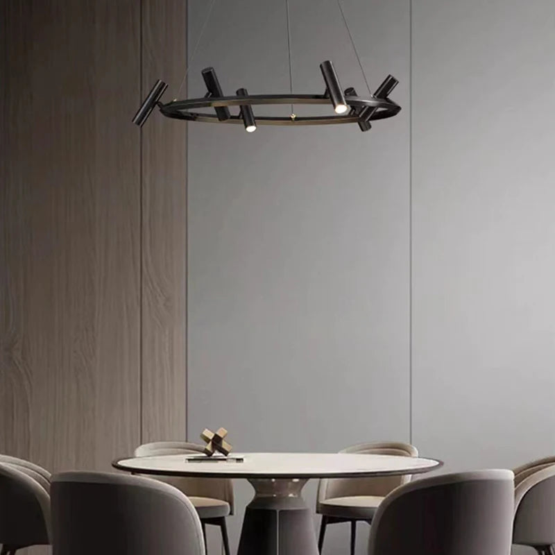 lustre minimaliste en métal avec hauteur réglable pour divers espaces