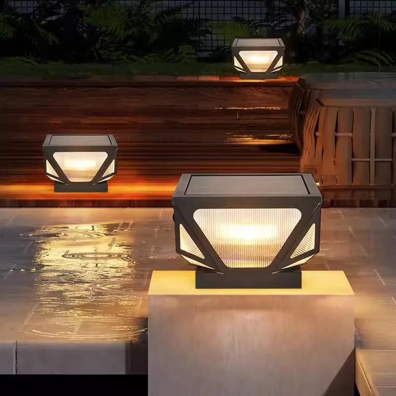 pilier lumière solaire extérieure étanche pour jardin villa