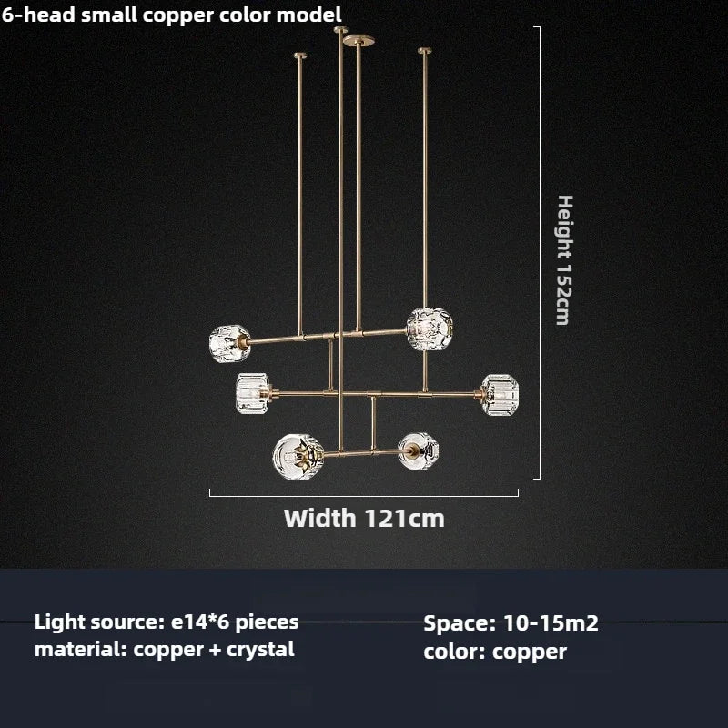 lustre en cristal de style américain en cuivre moderne