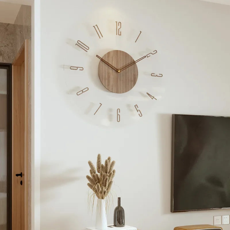 horloge murale créative en bois style nordique silencieuse et moderne