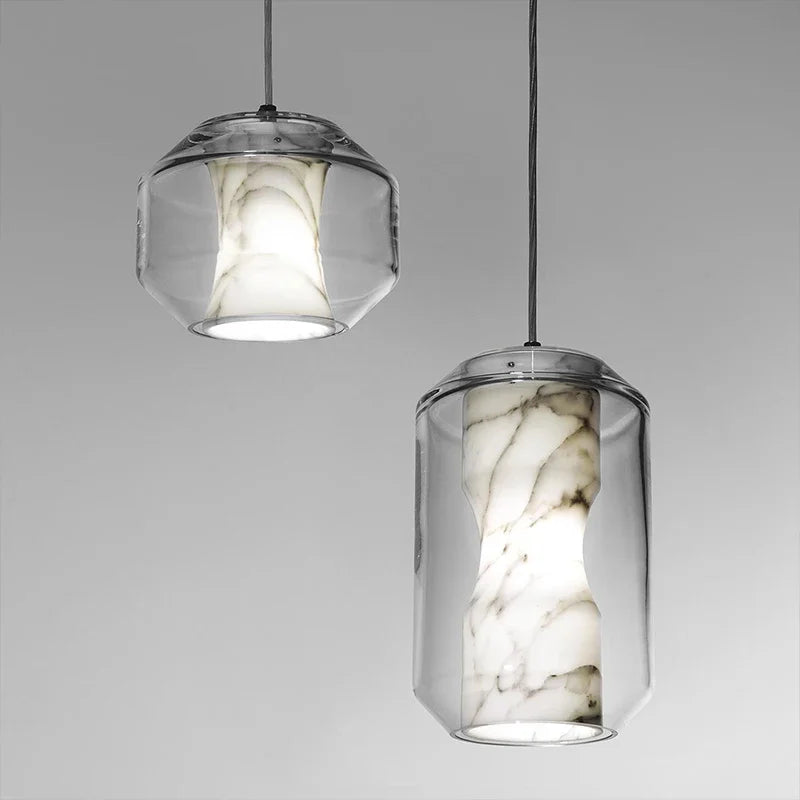 lustre en verre naturel design nordique pour décoration intérieure