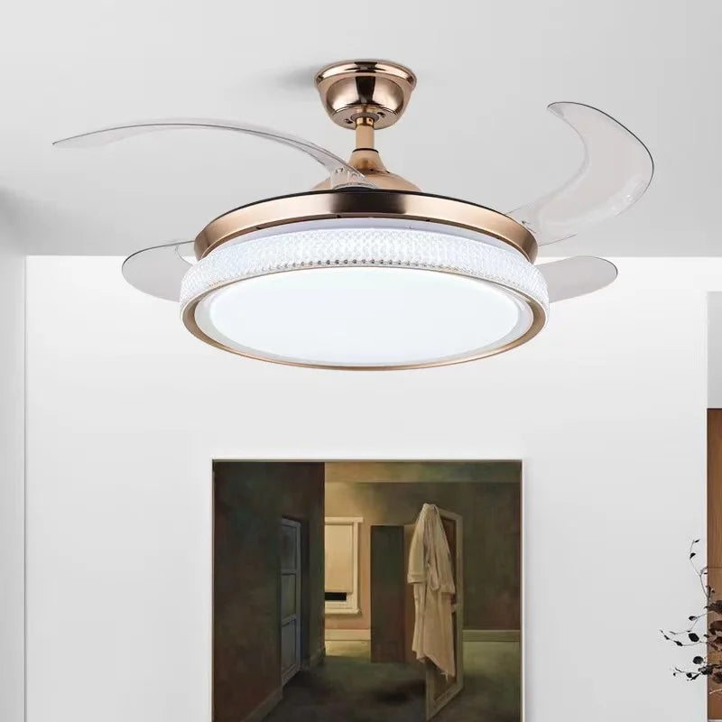 ventilateur de plafond moderne led intelligent avec 4 pales rétractables