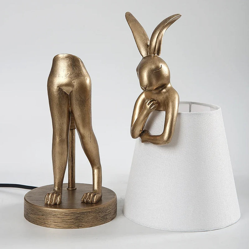 lampe de bureau lapin en résine design rétro pour décoration intérieure