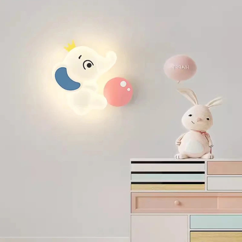 applique murale moderne éléphant pour enfant lumière douce