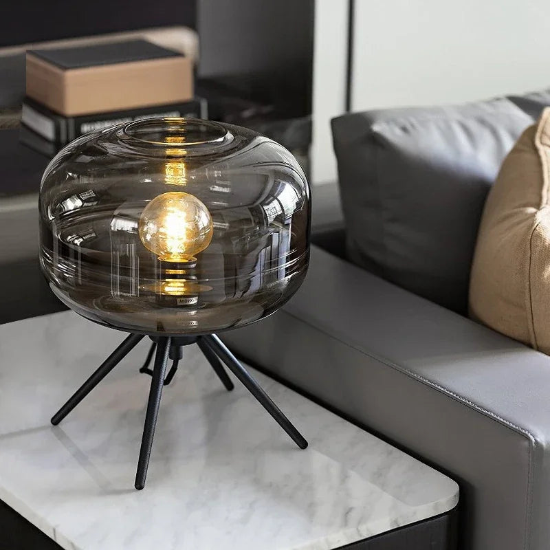 lampe de table led nordique moderne en verre pour décoration nocturne