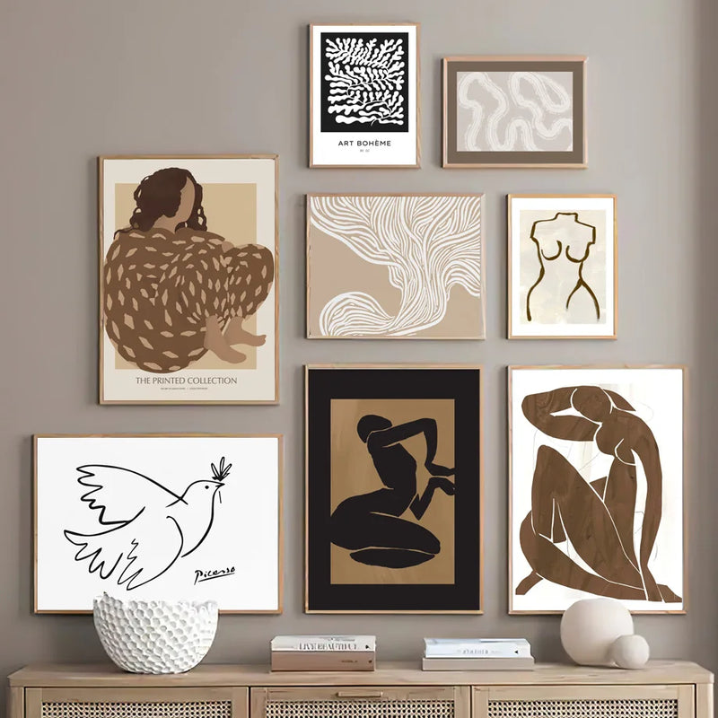 affiche abstraite inspirée de Picasso et Matisse pour décoration artistique