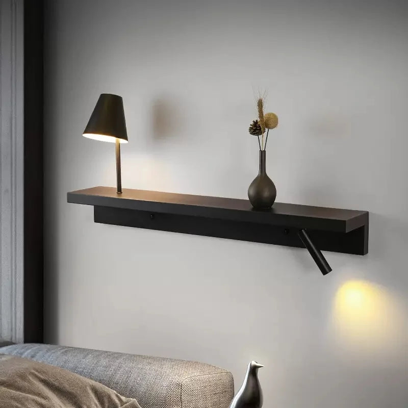 applique murale rotative avec étagère et interrupteur de projecteur pour décoration