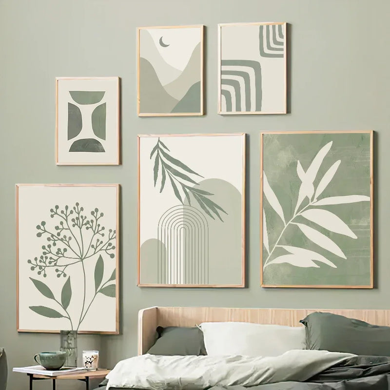 plante géométrique abstraite art mural boho pour décoration intérieure