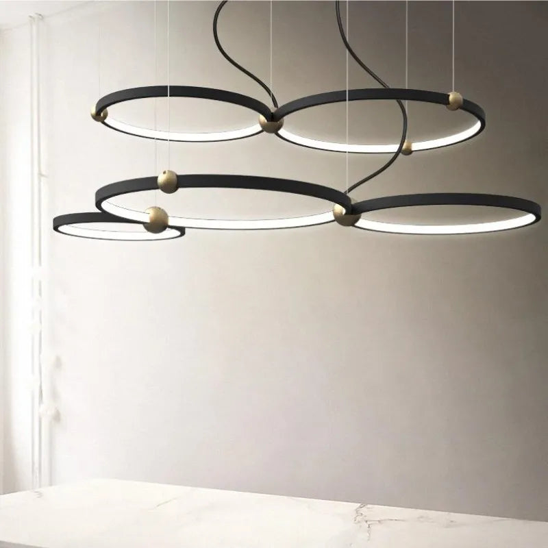 lustre moderne avec anneau suspension led pour décoration suspendue