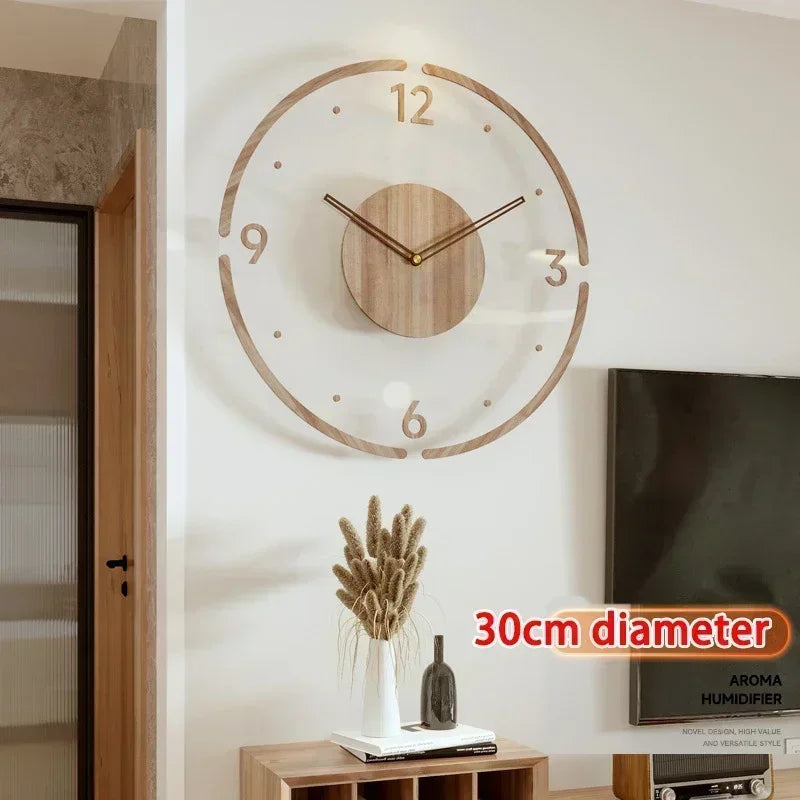 horloge murale silencieuse en bois massif design nordique créatif