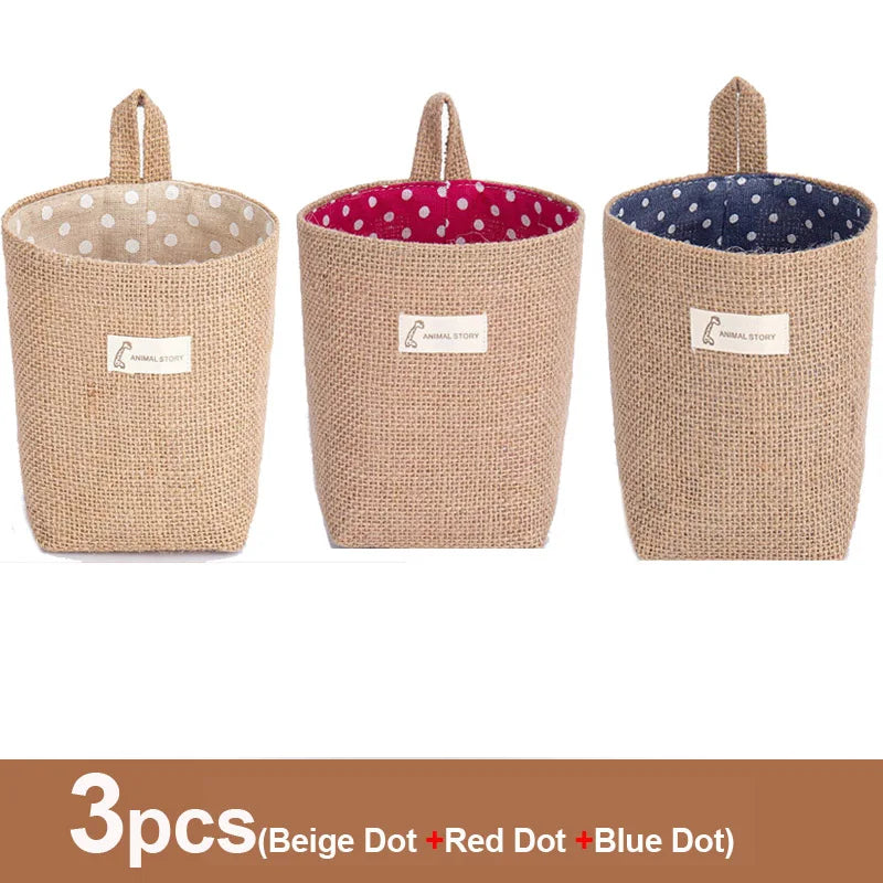 lot de 3 paniers suspendus en toile de jute pour rangement et décoration