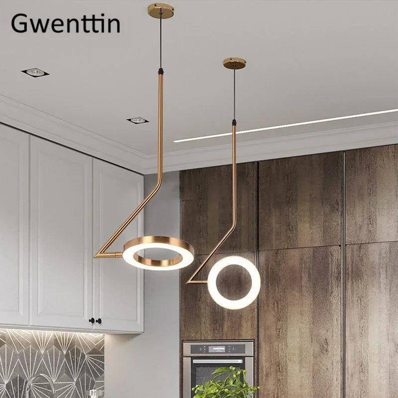 lustre anneau lune suspension moderne pour décoration intérieure