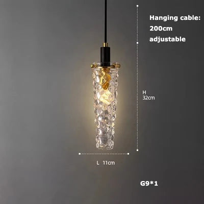 suspension en verre cristal art déco avec éclairage led