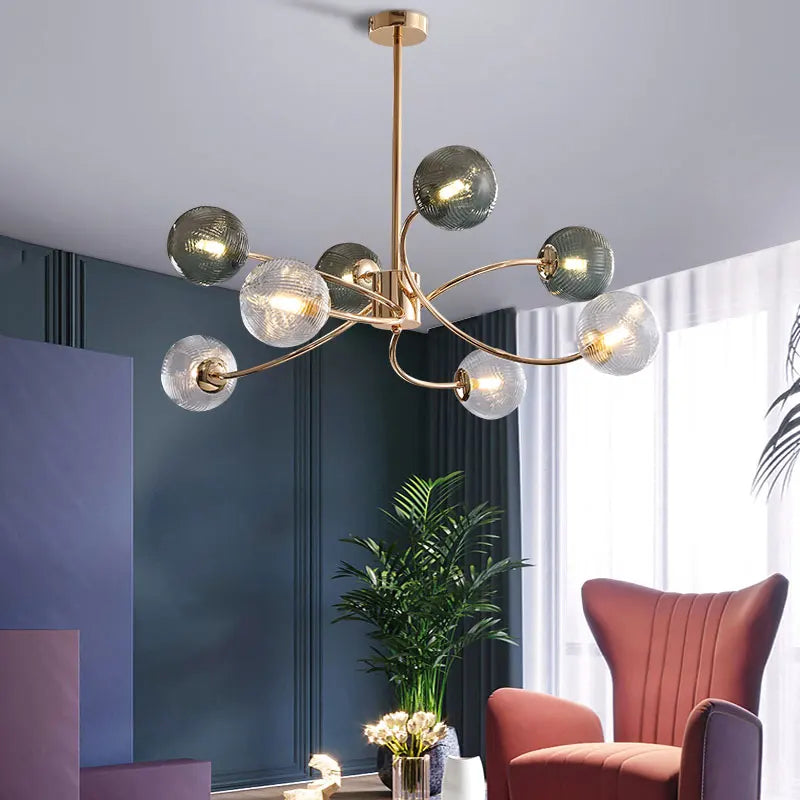 lustre nordique luxueux brillant avec boule de verre