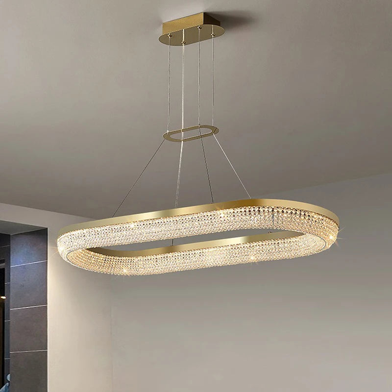 lustre en cristal rond design nordique pour décoration intérieure