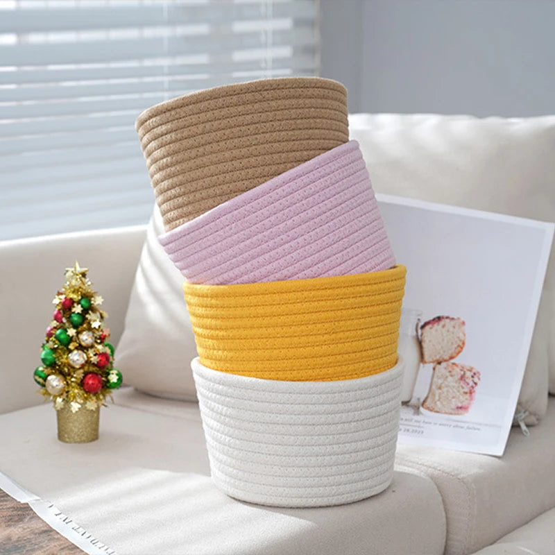 paniers de rangement en corde de coton pour jouets et objets divers