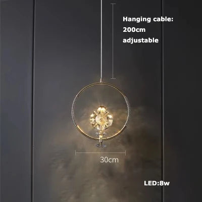 suspension en verre cristal art déco avec éclairage led