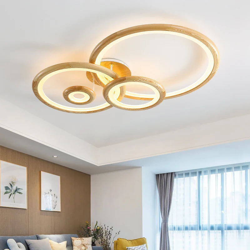 Lampe circulaire moderne en rondins pour salon