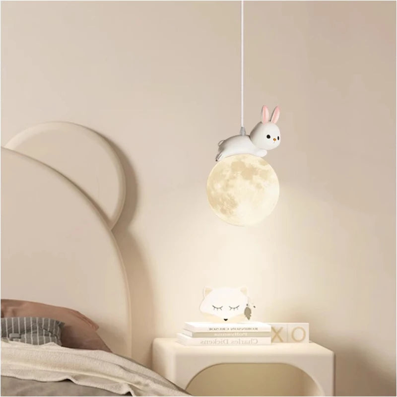 lustres mignons en forme de lapin et écureuil pour chambre d'enfant