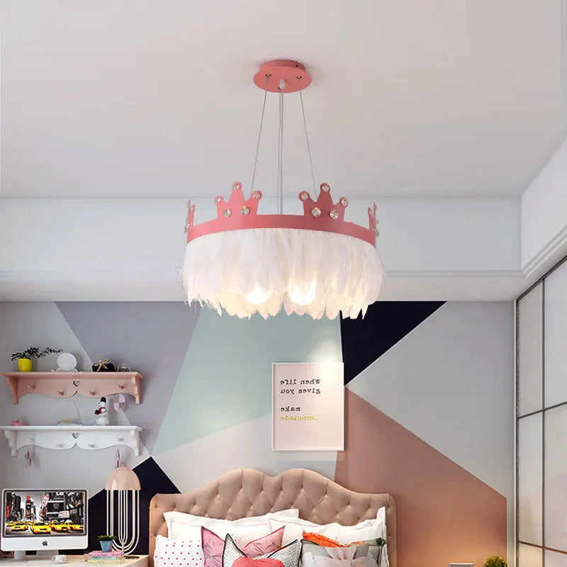 lustre nordique simple luxe avec suspension cristal plume