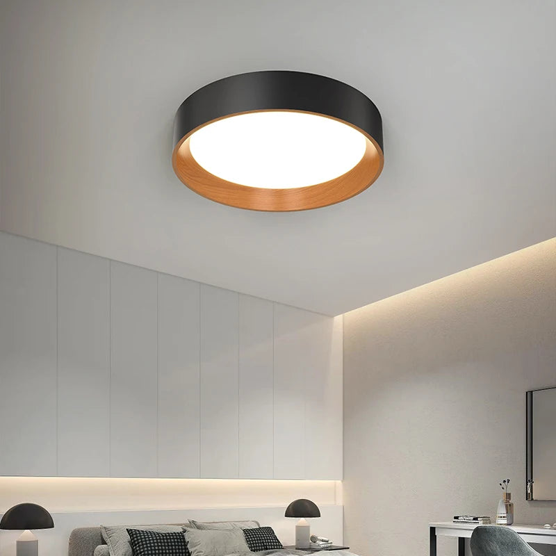 plafonnier led minimaliste nordique grain de bois créatif