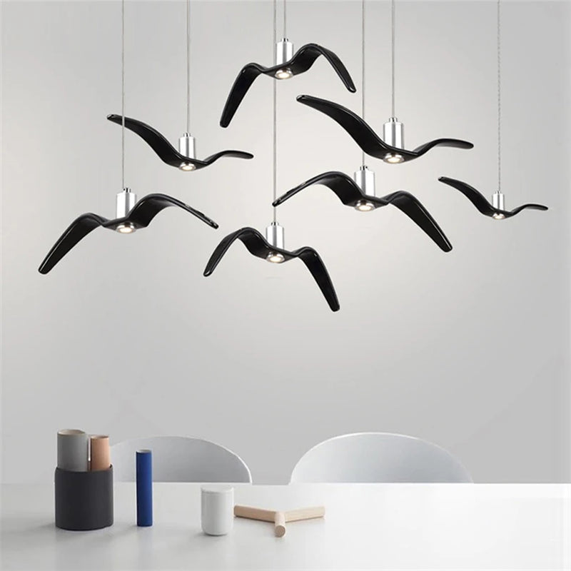 lampe à led moderne suspendue en forme d'oiseaux