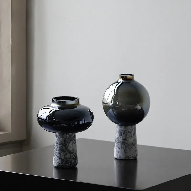 vase en verre marbré style chinois pour décoration intérieure élégante