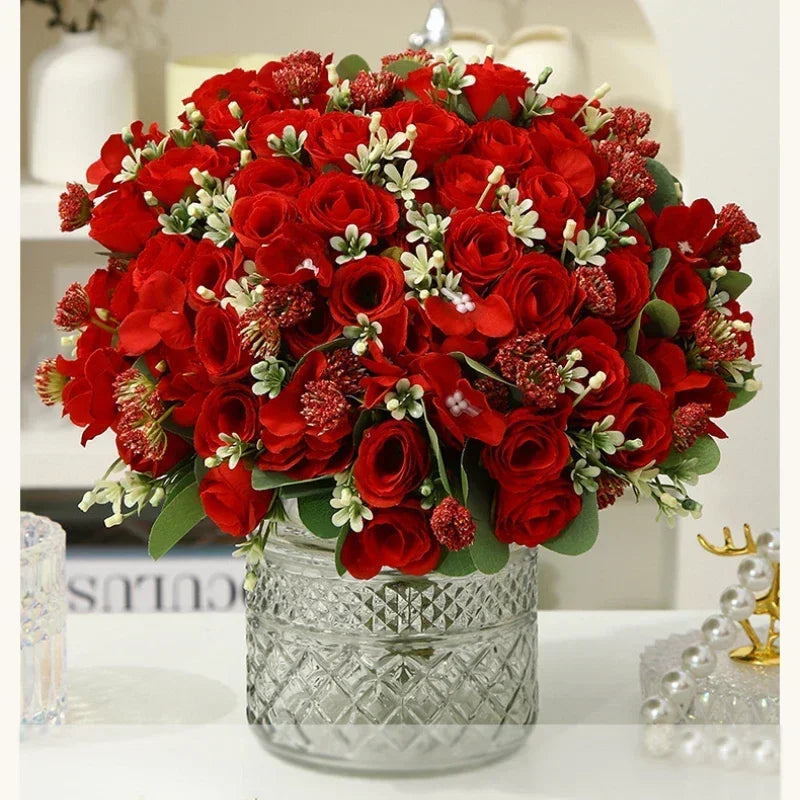 bouquet d'hortensias artificiels en soie pour décoration élégante