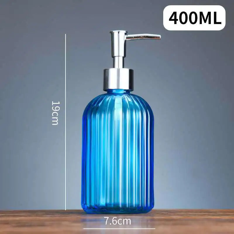 distributeur de savon liquide en verre portable pour salle de bain