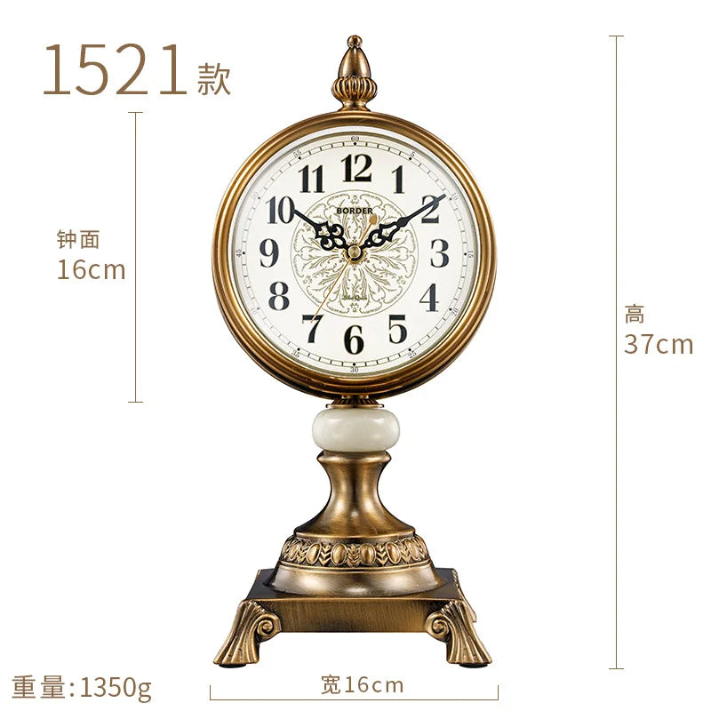 horloge de table européenne en métal plaqué cuivre élégant design luxe