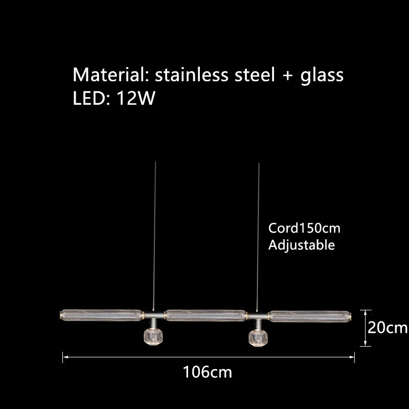 suspension tubes lumineux en verre transparent design nordique réglable