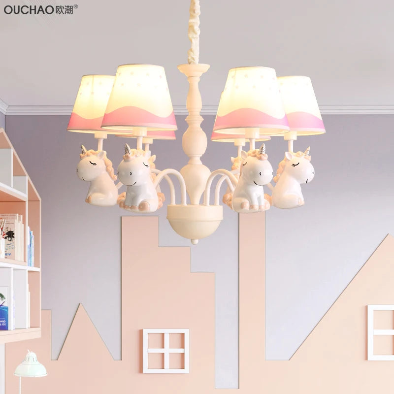 lustre licorne pour jardin d'enfants et chambre à coucher