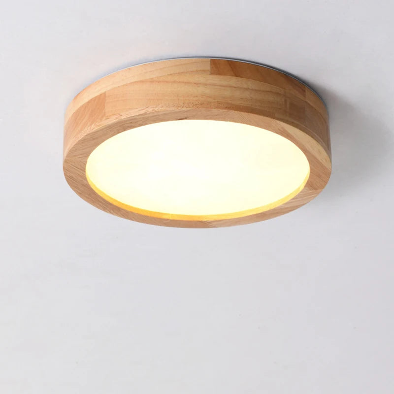 plafonnier led rond simple en bois nordique lampen