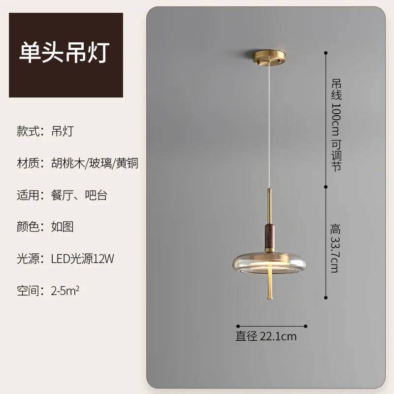 suspension en verre moderne avec éclairage led décoratif