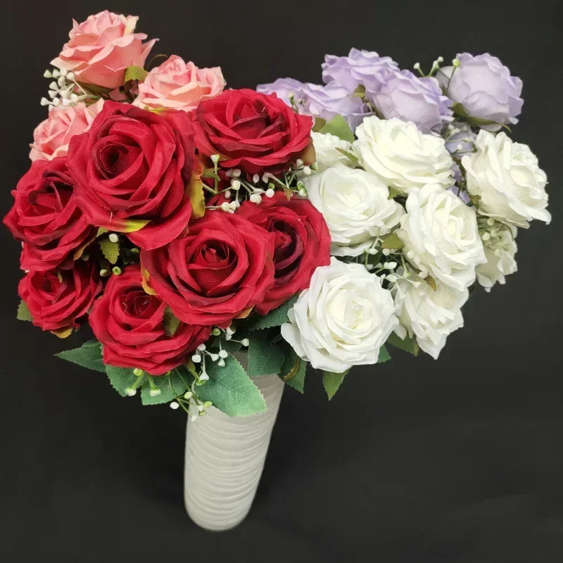 bouquet de roses en soie pour décoration de mariage et fêtes