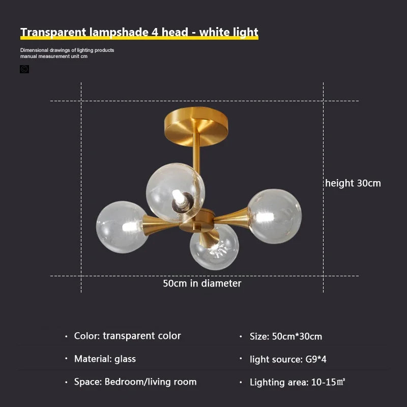 lustre nordique en verre blanc pour éclairage intérieur