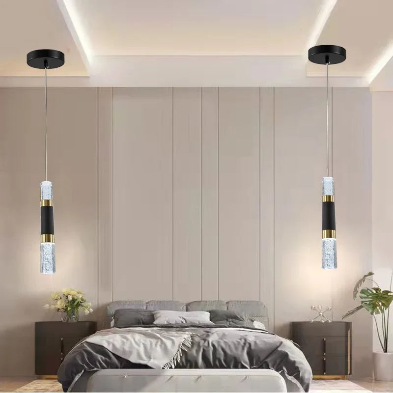 lustre moderne à LED avec lampes à bulles en acrylique suspendu