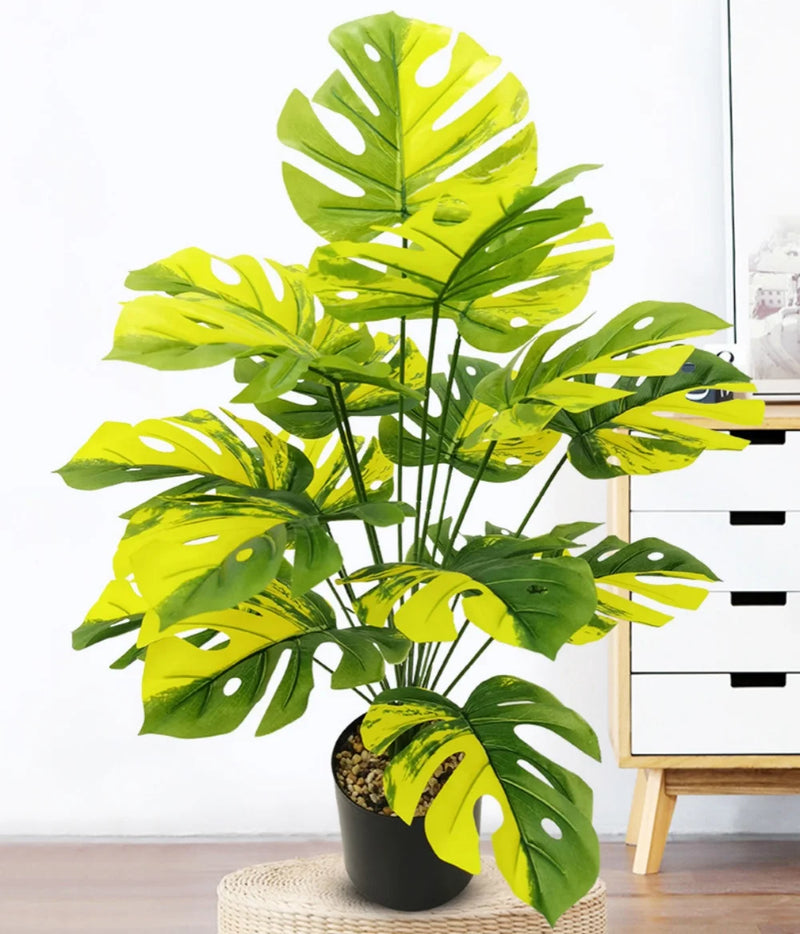 plantes artificielles grandes feuilles décoratives pour intérieur et bureau