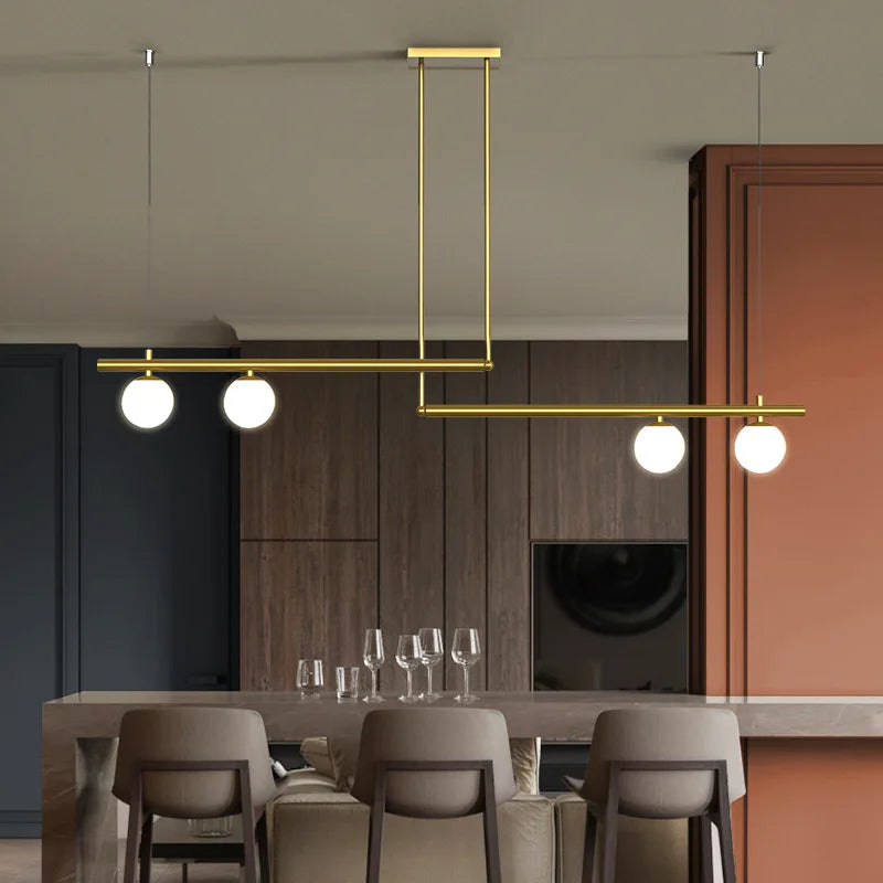 lustre led moderne nordique minimaliste en verre pour décoration de restaurant