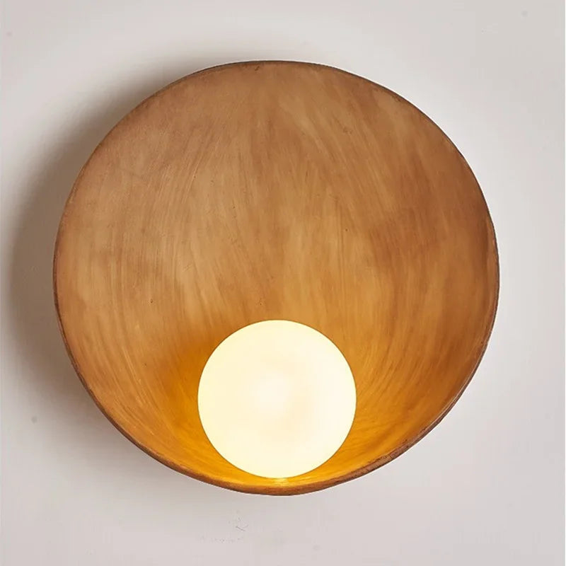 LED Lighting Chinese White -brown Shell Plate Wall Lamp, Silent Style Bed Bedroom Bedroom Corridor Resin Wall Art Lamps