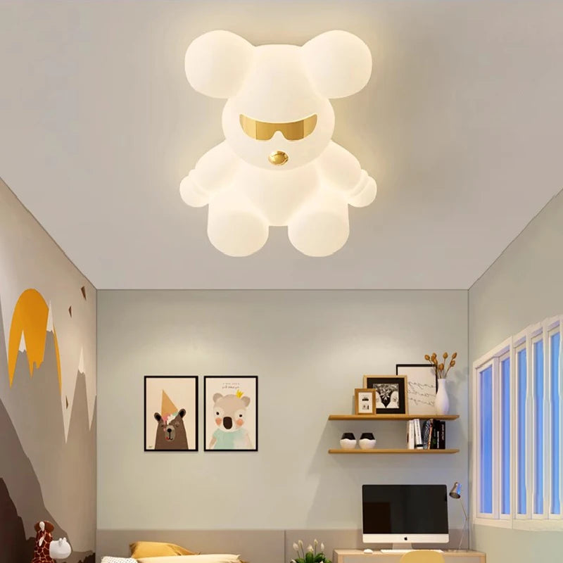 plafonnier ours blanc design moderne pour chambre d'enfant