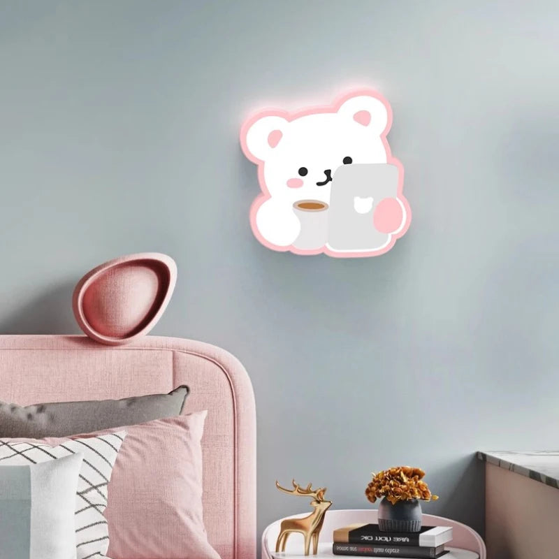 applique murale ours rose pour chambre d enfant mignonne moderne