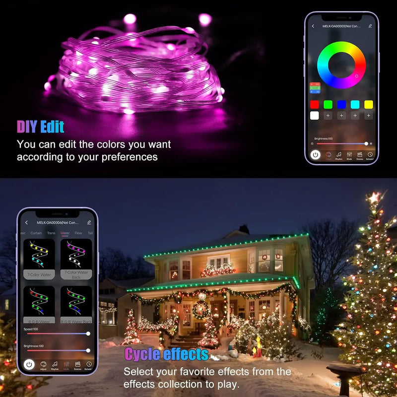 guirlande lumineuse intelligente programmable pour décorations festives